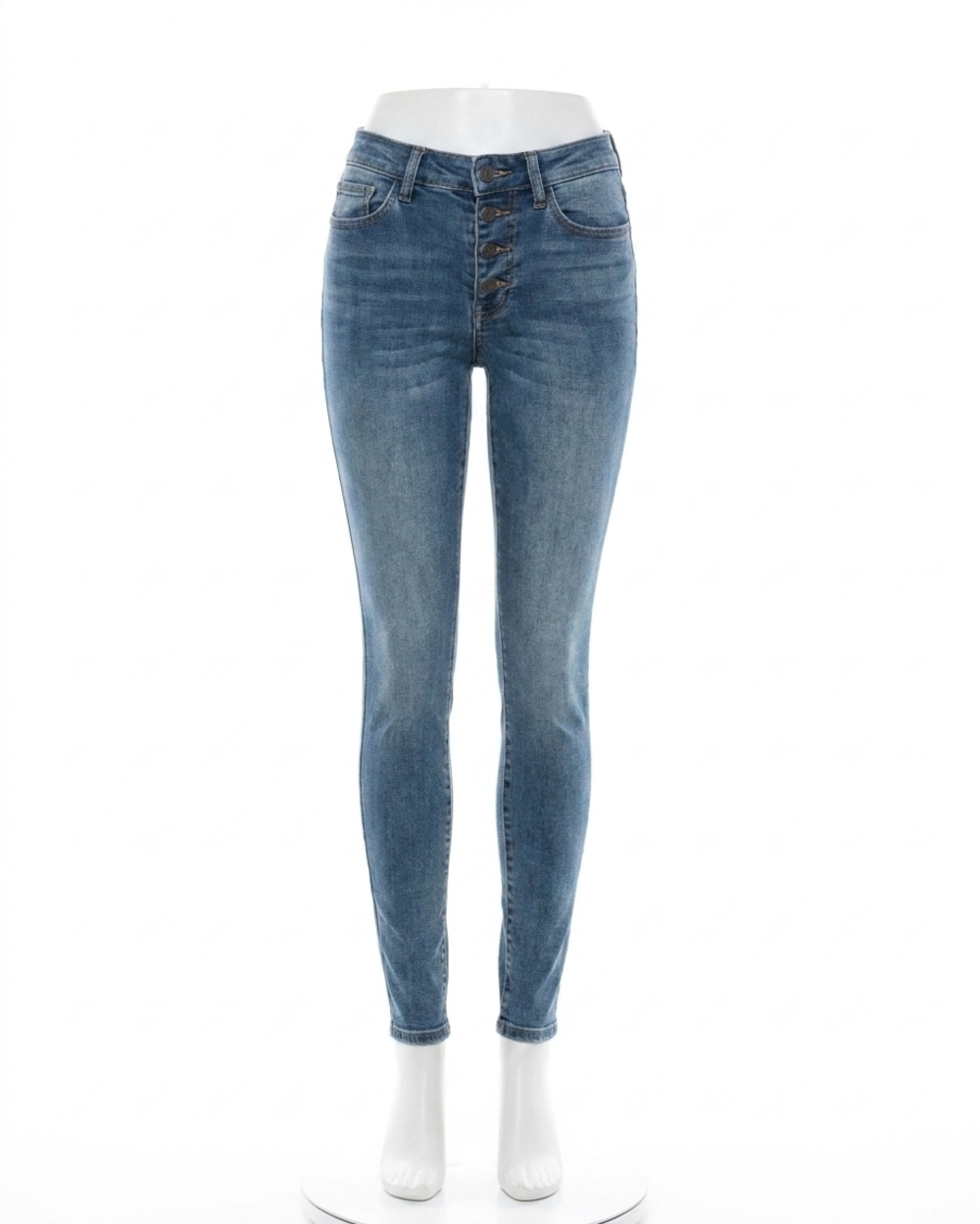NEW GRACE AND LACE non-distressed designer denim button fly jeans in blue
